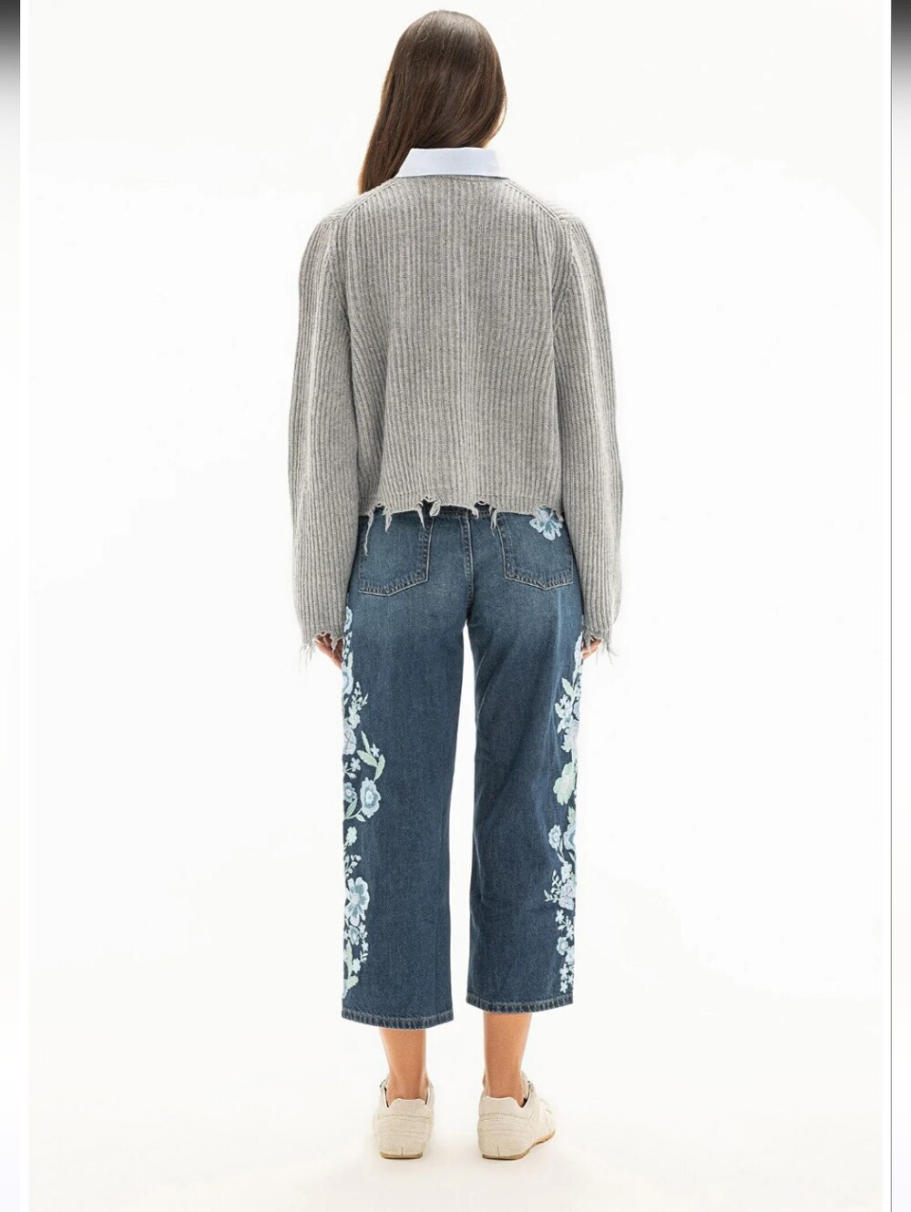 FREE PEOPLE X WE THE FREE WILLOW FLORAL EMBROIDERED JEAN, FORGET ME NOT- SIZE 27 - Picture 2 of 12